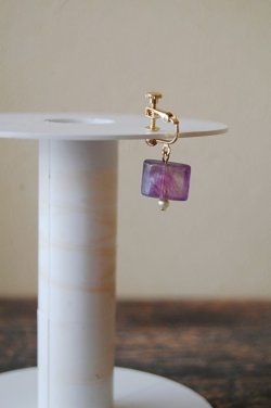 画像3: herbário　レクタングルイヤリング 　パープル（ピアスに変更可能）