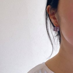 画像6: herbário　レクタングルイヤリング 　パープル（ピアスに変更可能）